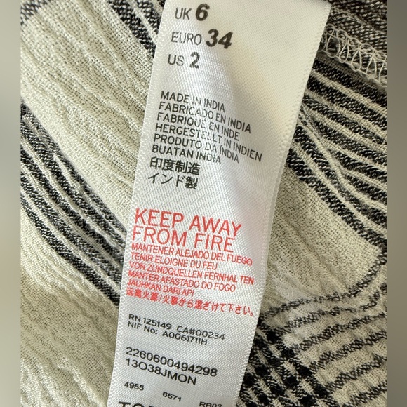 Topshop Boyfriend Plaid Black Cream Crinkle Button Up Buffalo Plaid, Sz 2 - Picture 12 of 14